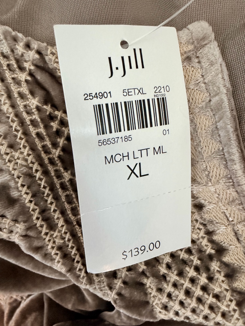 J. Jill Mocha Velvet Tunic with Embroidered Yoke - Picture 5 of 6